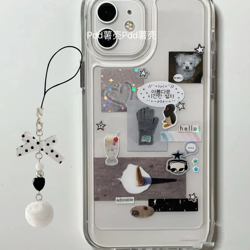 Y2K Phone Accessories - 펭귄 강아지 한국 인스 심플 콜라주