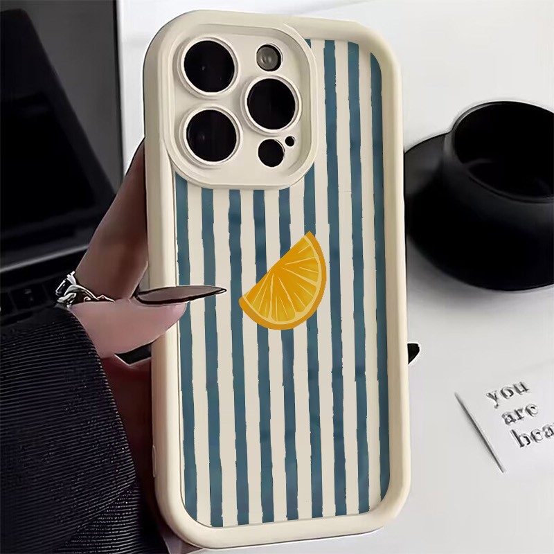 Xo Phone Accessories - 줄무늬 레몬 슬라이스 패턴 아이폰 17