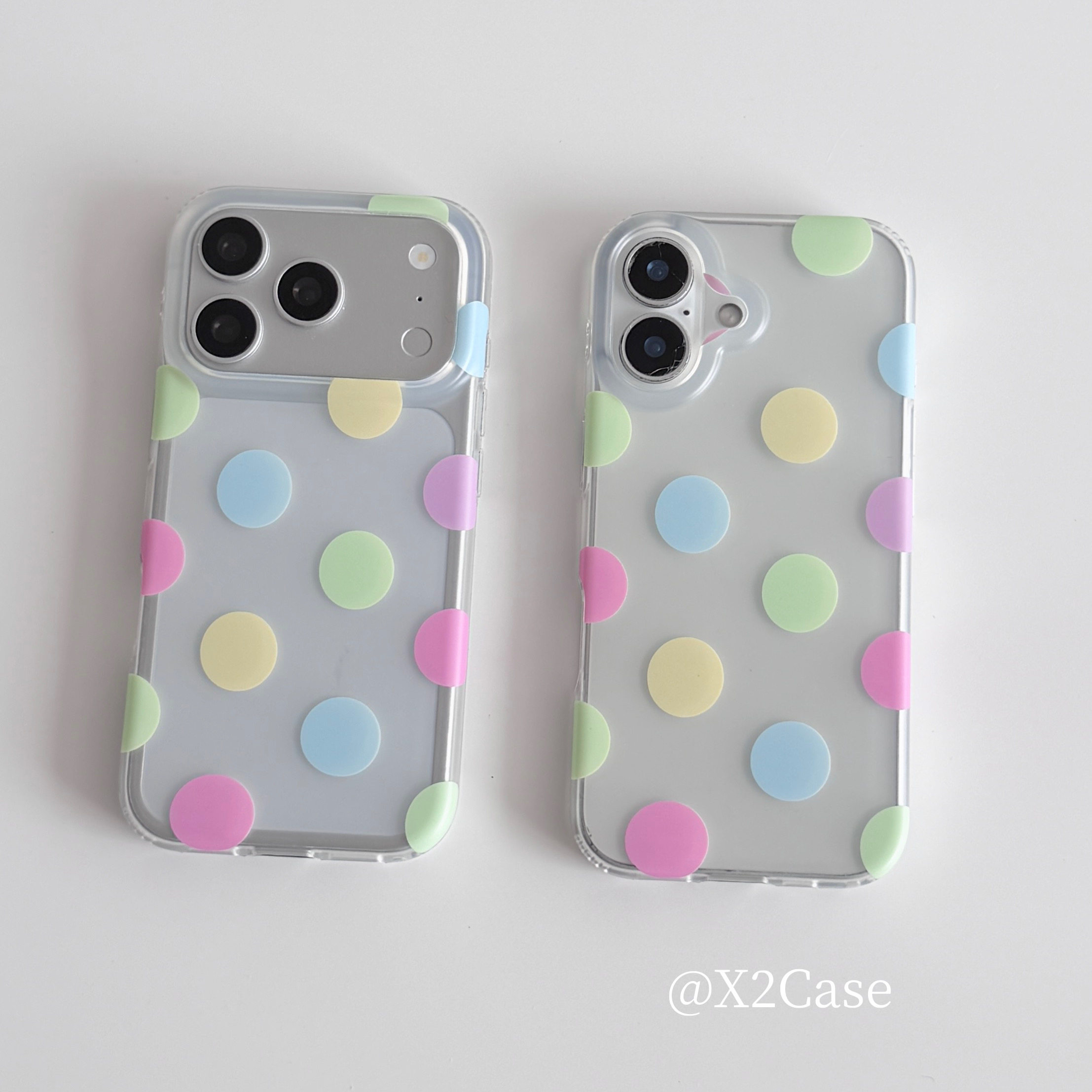 Y2K Phone Accessories - 한국 인스 컬러풀 폴카 도트 무광