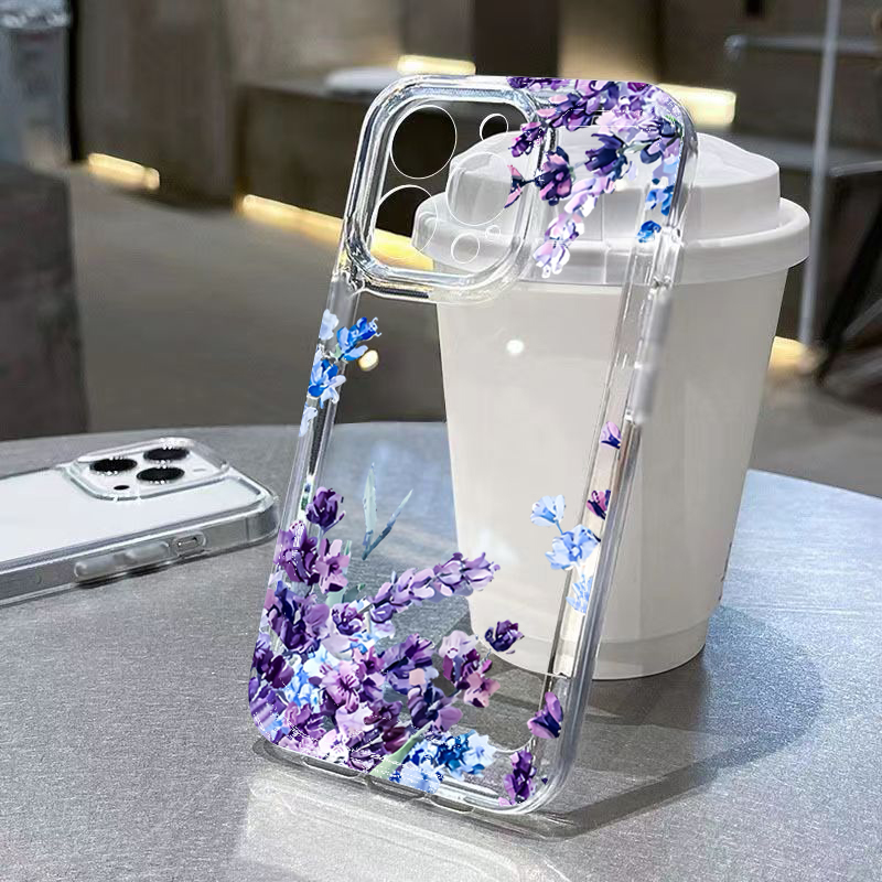 Xo Phone Accessories - 보라색 꽃무늬 소프트 TPU 폰 케이스