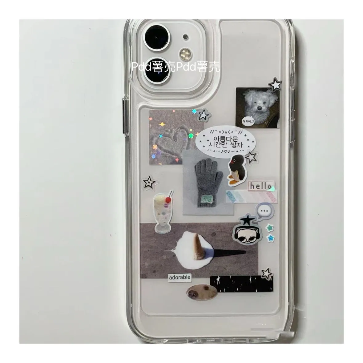 펭귄 강아지 한국 인스 심플 콜라주 창의적인 아이폰 케 - Y2K Phone Accessories 리뷰 및 가격