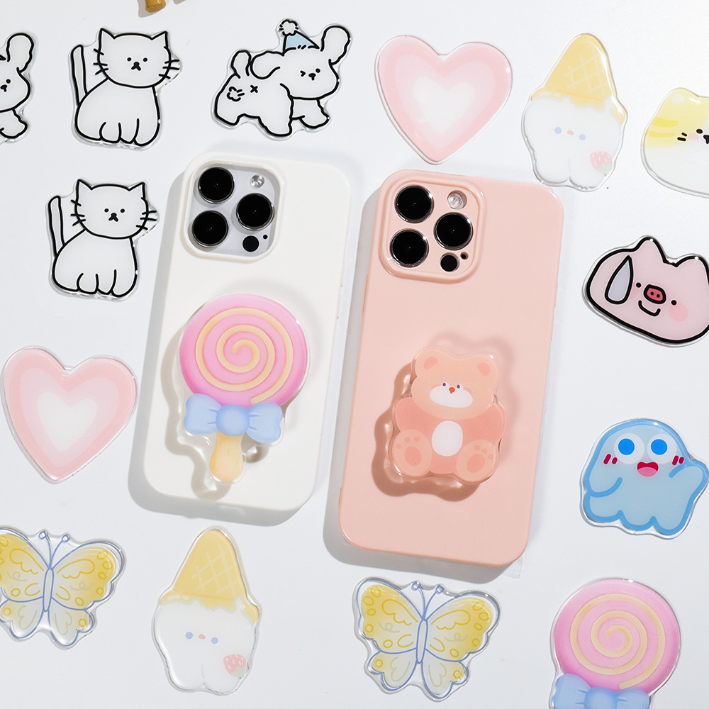 귀여운 만화 그립톡 아크릴 접이식 핑거 링 소켓 확장형 - Pop Socket Grip 리뷰 및 가격