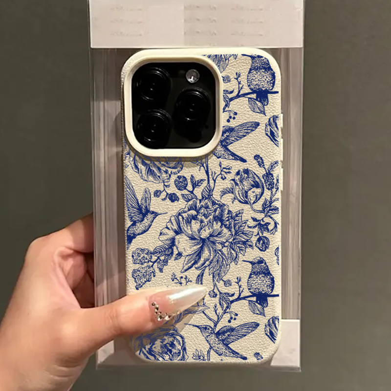 블루 레트로 플로럴 버드 패턴 아이폰 17 16 프로  - Xo Phone Accessories 리뷰 및 가격