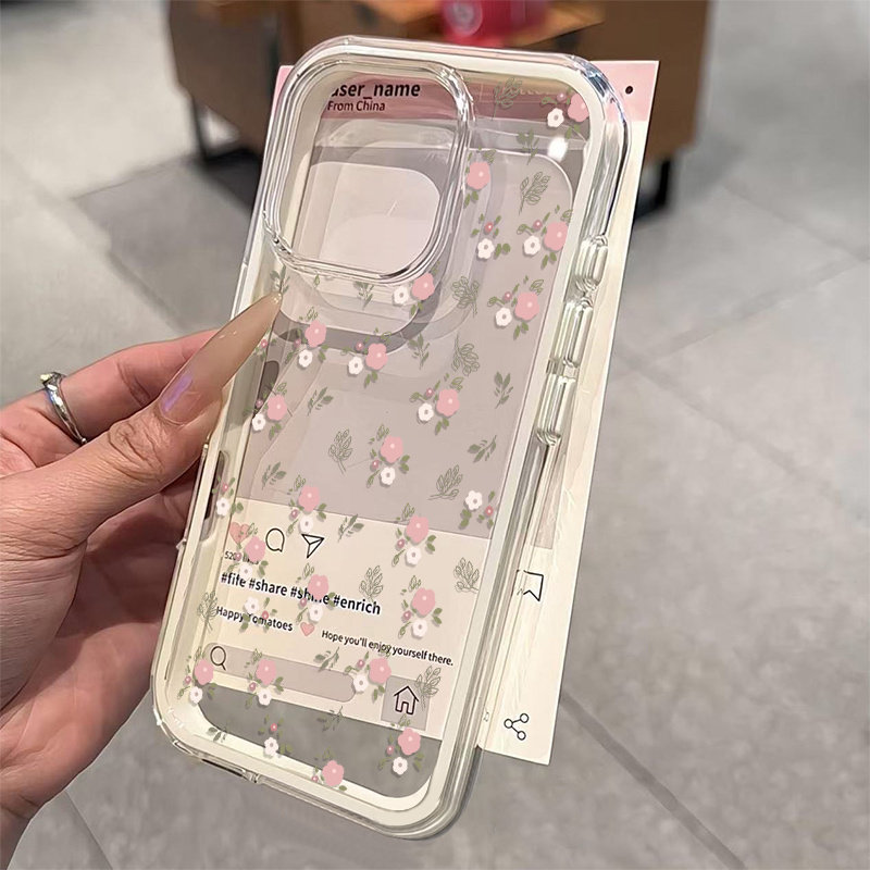 그린 리프 핑크 꽃 2in1 투명 소프트 TPU 폰 케 - Xo Phone Accessories 리뷰 및 가격