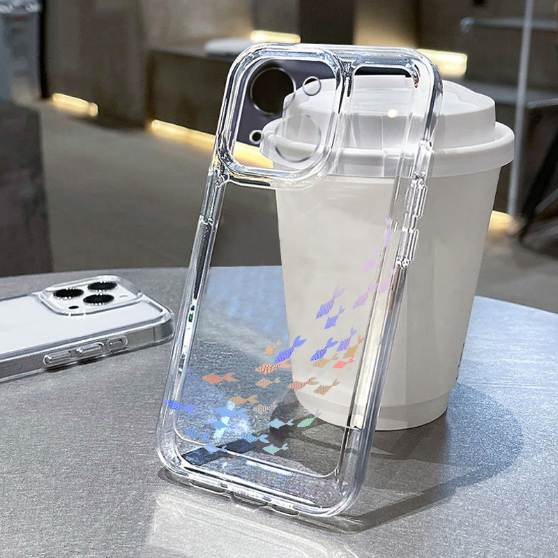 작은 물고기 그룹 창의적인 만화 귀여운 투명 폰 케이스 - Y2K Phone Accessories 리뷰 및 가격