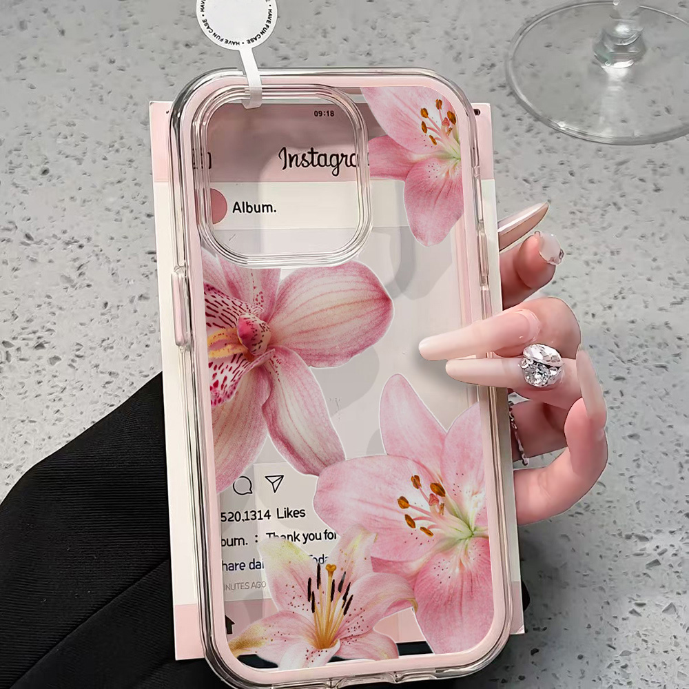 핑크 릴리 플라워 투명 폰 케이스 아이폰 17 11 1 - Xo Phone Accessories 리뷰 및 가격