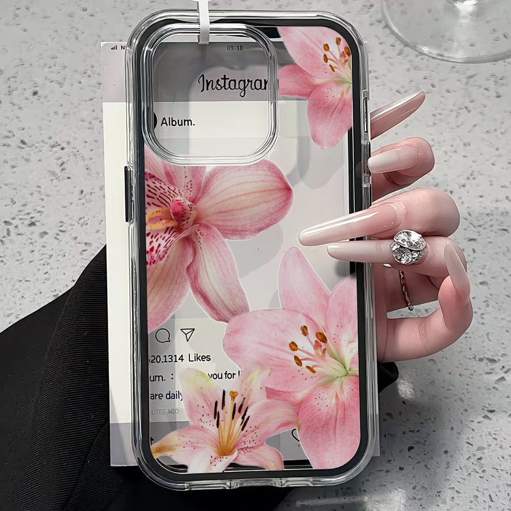 핑크 릴리 플라워 투명 폰 케이스 아이폰 17 11 1 - Xo Phone Accessories 리뷰 및 가격