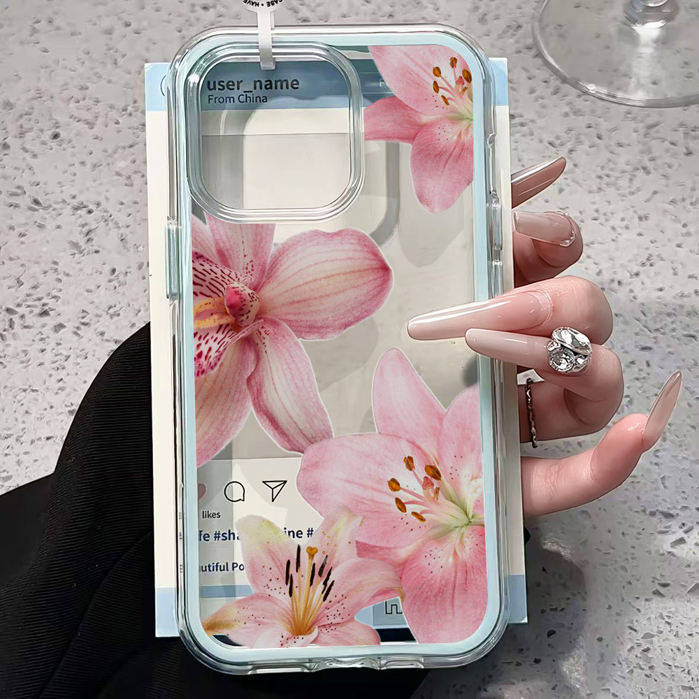 핑크 릴리 플라워 투명 폰 케이스 아이폰 17 11 1 - Xo Phone Accessories 리뷰 및 가격