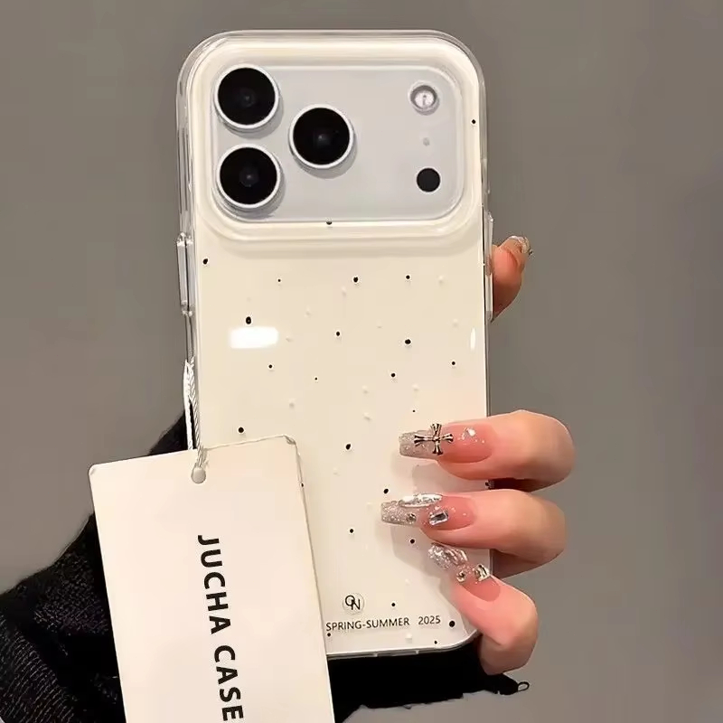 심플한 한국 스타일 흰색 스플래터 물방울 무늬 폰 케이 - Y2K Phone Accessories 리뷰 및 가격