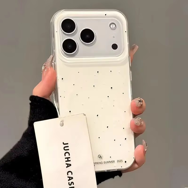 심플한 한국 스타일 흰색 스플래터 물방울 무늬 폰 케이 - Y2K Phone Accessories 리뷰 및 가격