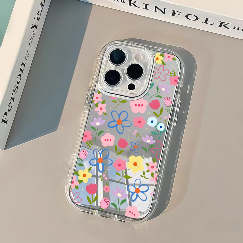 한국 스타일 꽃무늬 실버 미러 폰 케이스 아이폰 17  - Xo Phone Accessories 리뷰 및 가격